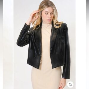 NWT Area Stars Leatherette Crop Jacket in Black
